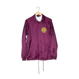 Obey burgundy nylon snap front windbreaker jacket size S
